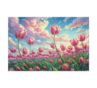 Puzzle De 1000 Piezas para Adultos Campo de Tulipanes 75x50cm Ideal para Actividades En Interiores Días De Lluvia Fines De Semana Tiempo En