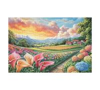 Puzzle De 1000 Piezas para Adultos Campo de Tulipanes Sunset 75x50cm Regalo De San Valentín para Parejas Actividad De Vínculo Divertida Experiencia De Montaje Fluida