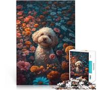 Puzzle de 1000 piezas para adultos Caniches Flores Puzzle - Juego estimulante para la decoración del hogar 19,7 pulgadas x 29,5 pulgadas Adecuado para adolescentes de 14 años y más