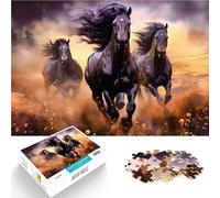 Puzzle de 1000 Piezas para Adultos Carrera de Tres Caballos Entrena tu Cerebro y Tus Manos Adecuado para decoración de Escritorio. 52x38cm