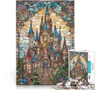 Puzzle de 1000 Piezas para Adultos Castillos de vidrieras Juego desafiante y Juego Familiar Toda la Familia. 38x26cm