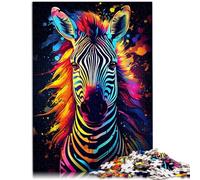 Puzzle de 1000 piezas para adultos Cebra Colorido Puzzle Imposible Cada pieza es única. Juego familiar estimulante y divertido para adolescentes de 14 años y mayores, 26 x 38 cm