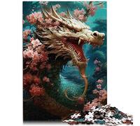 Puzzle de 1000 piezas para adultos, cereza dragón japonesa premium, tabla 100% reciclada, regalo divertido, 26 x 38 cm