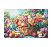 Puzzle De 1000 Piezas para Adultos Cesta de Frutas Cosecha 75x50cm Actividad De Noche De Fiesta Navidad Año Nuevo Reuniones Familia Amigos Tiempo