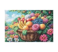 Puzzle De 1000 Piezas para Adultos Cesta de Frutas Cosecha 75x50cm Regalo De Acción De Gracias para Familia Ideal para Tiempo De Reunión Actividad De Grupo Divertida