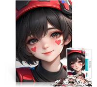 Puzzle de 1000 Piezas para Adultos Chica de Anime con Corazones Rojos Juego Intelectual Cada Pieza es única: un desafiante y Divertido Juego Familiar 38x26cm
