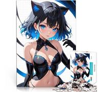 Puzzle de 1000 Piezas para Adultos Chica de Anime con Orejas de Gato - Colección Serie Azul 03 Juguetes educativos Mejorar la Memoria 52x38cm