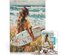 Puzzle de 1000 Piezas para Adultos Chica Surfista Junto al mar Juguetes de Entretenimiento Familiar Gran Regalo para Juegos 75x50cm