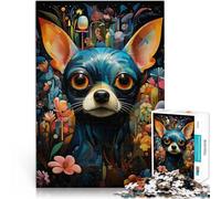 Puzzle de 1000 Piezas para Adultos Chihuahua Jardín del Edén 2 Juguetes para aliviar el estrés con póster a Juego y Hoja de Trivia 52x38cm
