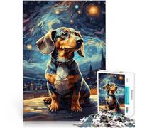 Puzzle de 1000 Piezas para Adultos Cielo Nocturno del Perro Salchicha Difícil y desafío Decoración de Pared cumpleaños y Navidad 52x38cm
