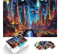Puzzle de 1000 Piezas para Adultos Ciudad psicodélica - Horizontes psicodélicos Juguetes de Bricolaje Mejorar el Amor Entre Parejas 52x38cm