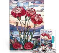 Puzzle de 1000 Piezas para Adultos Claveles de vidrieras Juego desafiante y Juego Familiar Regalos de cumpleaños, Regalos, Arte Mural 75x50cm