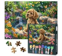 Puzzle de 1000 piezas para adultos, cocker spaniel, cachorro, mariposas, diseño de animales, piezas de puzle sin polvo, diseño colorido, juego familiar desafiante, 50,5 x 70,5 cm