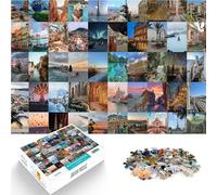 Puzzle de 1000 Piezas para Adultos Collage de Carteles de Viajes Reducción del estrés Interesante Regalo de cumpleaños, Regalos 52x38cm