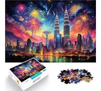 Puzzle de 1000 piezas para adultos, color: Kuala Lumpur Twin Towers Puzzle de actividades familiares gran regalo adecuado para adolescentes a partir de 14 años, 26 x 38 cm