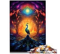 Puzzle de 1000 piezas para adultos, color pavo real, juegos divertidos, 50 x 75 cm, con póster a juego y hoja de preguntas, adecuado para niños y adolescentes a partir de 14 años