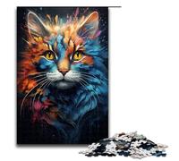 Puzzle de 1000 piezas para adultos, colorido misterio psicodélico, gatos, rompecabezas para Navidad y cumpleaños, 75 x 50 cm