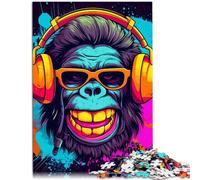 Puzzle de 1000 piezas para adultos con diseño de mono DJ, 26 x 38 cm, gran regalo para toda la familia para adolescentes a partir de 14 años