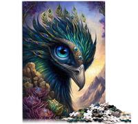 Puzzle de 1000 piezas para adultos con diseño de pavo real fantasía 38x52cm con póster y hoja de preguntas y respuestas para adolescentes de 14 años y mayores.