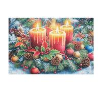 Puzzle De 1000 Piezas para Adultos Corona y Vela de Navidad 1000 PCS 75x50cm Regalo De Graduación para Estudiantes Ideal para Entrenamiento Cerebral Relajación Después De Los