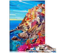 Puzzle de 1000 piezas para adultos de Cinque Terre coloridos juegos divertidos para aliviar el estrés, vacaciones en casa, pasatiempo para adolescentes a partir de 14 años, 26 x 38 cm