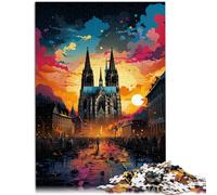 Puzzle de 1000 piezas para adultos de la Catedral de Colonia, sofisticado juego, regalos, entrena tu cerebro y tus manos para adolescentes a partir de 14 años, 26 x 38 cm