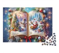 Puzzle de 1000 Piezas para Adultos de Libro de Cuentos navideño, Libro mágico de Navidad, Santa, muñeco de Nieve, Premium, Grueso, Resistente, desafiante, difícil 70x50cm/1000pcs.