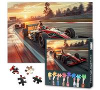 Puzzle de 1000 piezas para adultos, desenfoque de movimiento, corredores y vagones sobre línea de meta, rompecabezas de acción, asfalto, pista de carreras, momento de la victoria, 50,5 x 70,5 cm