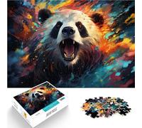 Puzzle de 1000 piezas para adultos Dibujo a color de un Panda Fantástico rompecabezas de decoración para el hogar, 38 x 52 cm, con póster y hoja de preguntas