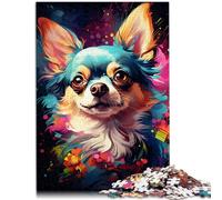 Puzzle de 1000 piezas para adultos Dibujo de un perro chihuahua sofisticado juego regalos 26 x 38 cm fortalece el amor entre parejas