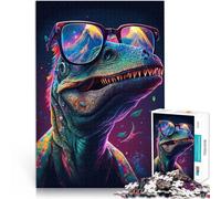 Puzzle de 1000 piezas para adultos, dinosaurios cósmicos, con gafas, rompecabezas como regalo de cumpleaños, adecuado para adolescentes a partir de 14 años, 26 x 38 cm