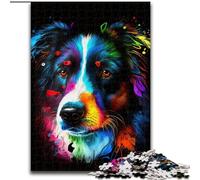 Puzzle de 1000 Piezas para Adultos, diseño de Border Collie de Madera, para Adolescentes a Partir de 14 años, decoración del hogar, 50x75cm, Ideal para cumpleaños, Fiestas y Ocasiones Especiales