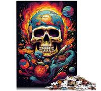 Puzzle de 1000 piezas para adultos, diseño de calavera multicolor, 50 x 70 cm, con póster a juego y hoja de preguntas para niños de 14 años
