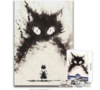 Puzzle de 1000 Piezas para Adultos, diseño de Chica contra Bakeneko Yokai, Ideal para Relajarse en el Tiempo Libre, Corte Limpio, sin Costuras, Entrelazado, tamaño 38x26cm