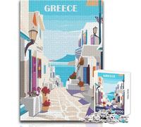 Puzzle de 1000 Piezas para Adultos, diseño de Ciudad de Grecia, Arte Pop, para Relajarse en el Tiempo Libre, Corte Limpio, sin Costuras, Entrelazado, tamaño 38x52cm
