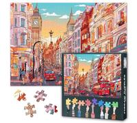 Puzzle de 1000 piezas para adultos, diseño de paisaje urbano de Londres, diseño de casas estampadas, gran Ben Támesis, río, horizonte de río, 70 x 50 cm