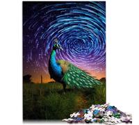 Puzzle de 1000 piezas para adultos, diseño de pavo real, 38 x 52 cm, con póster y hoja de preguntas para los 14 años