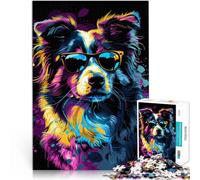 Puzzle de 1000 piezas para adultos, diseño de perro australiano competición de velocidad manual, 38 x 52 cm, con póster y ficha de preguntas y respuestas surtidas.