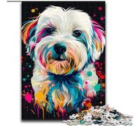 Puzzle de 1000 Piezas para Adultos,diseño de Perro Coton de Tulear de Madera,para Adolescentes Mayores de 14 años,decoración del hogar,50x75cm,Ideal para cumpleaños,Fiestas y Ocasiones Especiales