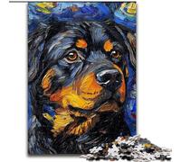 Puzzle de 1000 Piezas para Adultos,diseño de Rottweiler Night Sky de Madera,para Adolescentes Mayores de 14 años,decoración del hogar,50x75cm,Ideal para cumpleaños,Fiestas y Ocasiones Especiales