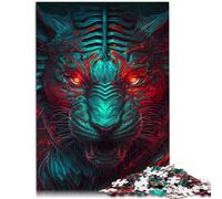 Puzzle de 1000 piezas para adultos, diseño de tigre monstruoso azul, juego familiar, alivio del estrés, desafío difícil, 50 x 75 cm