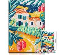 Puzzle de 1000 Piezas para Adultos, diseño de Villa mediterránea fauvista y olivar Regalo de cumpleaños Juguetes DIY para niños de 14 años o más (tamaño 38x52cm)