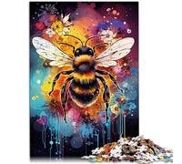 Puzzle de 1000 piezas para adultos, divertidos juegos sobre el tema "pintura de abejas" toda la familia con póster a juego y hoja de preguntas y jóvenes a partir de 14 años, 50 x 75 cm