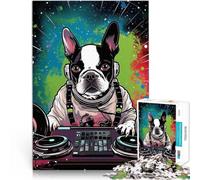 Puzzle de 1000 Piezas para Adultos DJ Boston Terriers~ Juego Familiar para aliviar el estrés: desafío difícil Obra de Arte 50x70cm
