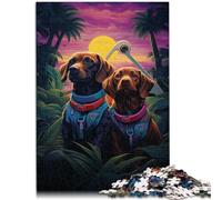 Puzzle de 1000 piezas para adultos Dos perros junto a un avión divertidos juegos familiares de 26 x 38 cm juego sofisticado y juego familiar para adolescentes a partir de 14 años