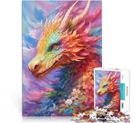 Puzzle de 1000 Piezas para Adultos Dragón de Flores arcoíris Juguetes de Juego para Regalo Familiar Mejorar el Amor Entre Parejas 75x50cm