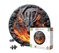 Puzzle de 1000 piezas para adultos, dragón de llamas imposible, rompecabezas redondo, 67,5 x 67,5 cm, irregular, único, para familia y amigos