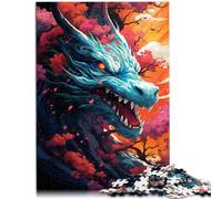Puzzle de 1000 piezas para adultos Dragón Flores de cerezo Japón Juegos educativos para el hogar Juguetes DIY Mejora la memoria adecuado para adolescentes a partir de 14 años 26 x 38 cm