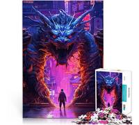 Puzzle de 1000 Piezas para Adultos Dragon Gate Second Neon Juguete de desafío de Juego Educativo Adecuado para decoración de Escritorio. 75x50cm