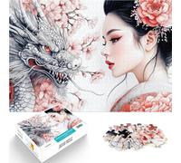 Puzzle de 1000 Piezas para Adultos Dragón y Geisha Juego Familiar para aliviar el estrés: desafío difícil Ideas de Regalos 75x50cm